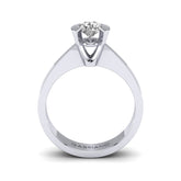 Gabriano Samantha 2 tırnaklı tektaş yüzük; GIA-HRD sertifikalı yuvarlak pırlanta ve beyaz altın montürün yandan görünüşü